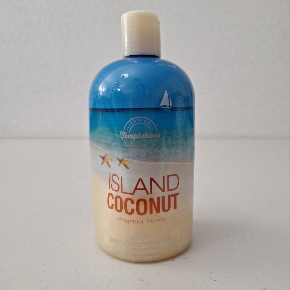NEW RARE Bath & Body Works Temptations ISLAND CONCONUT 3 in 1 Body Wash 16 oz
